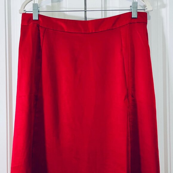 Draper James Elastic Back Satin Midi Skirt in Red (L) New with Tags - Picture 6 of 14